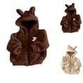 thumbnail image 1 of Hrsba Boys Girls Winter Outerwear Coats, Kids Solid Color Furry Hooded Jacket Long Sleeve Warm Outerwear for Boys and Girls, 1 of 4