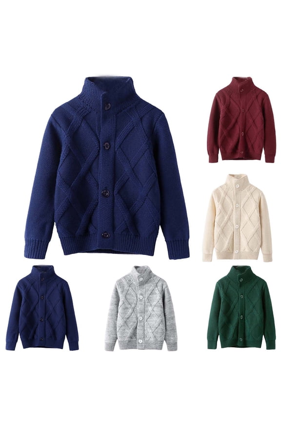 Boys Girls Winter Outerwear Coats, Kids Outerwear Jackets Solid Color High Neck Fleece Thickened Long Sleeve Cardigan Sweater For Big Kids Boys And Girls Warm Winter Outerwear Coats