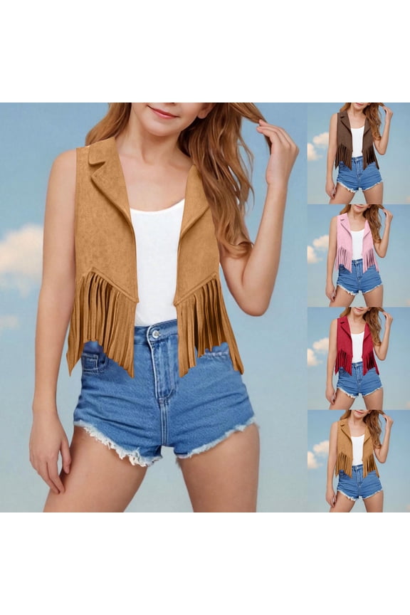 Boys Girls Winter Outerwear Coats,Casual Jacket for Kids,Fashion Solid And Boy' Casual Sleeveless Children Short Solid Faux Leather Outwear Blouse,Brown,120