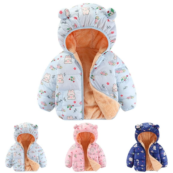 Hrsba Kids Long Sleeve Hooded Casual Jacket Solid Outerwear Coats Windproof Fleece Lined Quilted Jacket Warm Fall Winter Outerwear For 12Months-6Years Boys And Girls