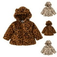 thumbnail image 1 of Hrsba Little Girl Coats Girls' Outerwear Jackets Toddler Girls Winter Leopard Print Fleece Padded Jacket Long Sleeve Hooded Ear Zipper Waist Slim Thickened Outerwear, 1 of 5