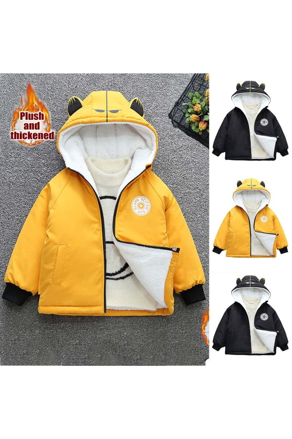 Boys Girls Winter Outerwear Coats,Casual Jacket for Kids,Children's Winter Fleece Jacket,Black,120