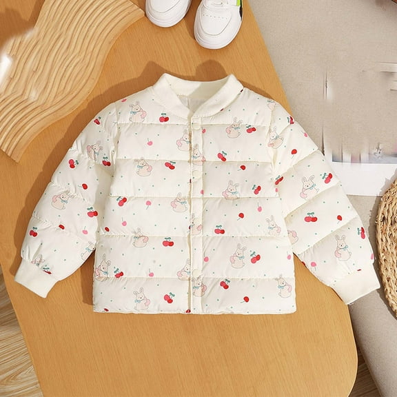 Hrsba Boys Girls Winter Outerwear Coats,Casual Jacket for Kids,Children's-padded Jackets For Small And Medium-sized Children In Winter,Beige,90