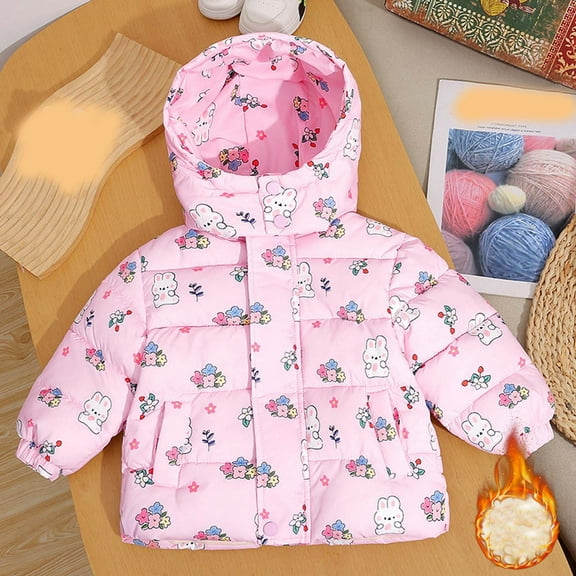 Hrsba Boys Girls Winter Outerwear Coats,Casual Jacket for Kids,Children's-padded Jackets For Small And Medium-sized Children In Winter,Pink,90