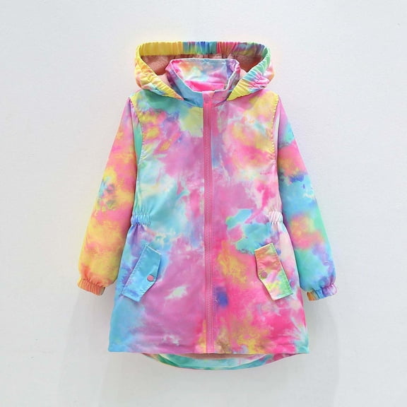 Hrsba Boys Girls Winter Outerwear Coats, Little Girl Coats 6-12 Years Girls Winter Warm Fleece Lined Jacket Hooded Stand Collar With Pockets Print Long Sleeve