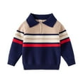 thumbnail image 1 of Hrsba Boys Long Sleeve Unisex Fall Casual Shirt Girls Boys Sweatshirt Striped Half Zip Sweater for 1 to 8 Years, 1 of 5