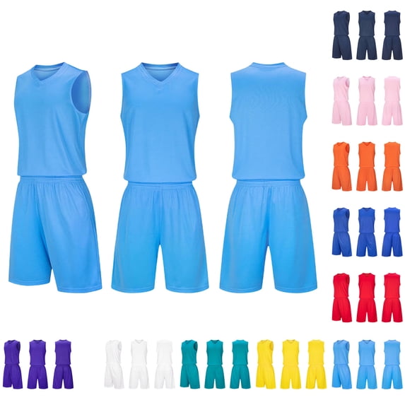 Hrsba Boys Summer Outfits Solid Color Sleeveless Soccer Tops and Shorts Casual Style for School Daily Activities and Performance Use