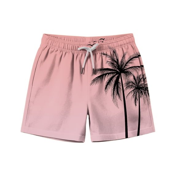 Hrsba Boys Swimming Trunks Print With Pockets Drawstring Elastic Waist Summer Outdoor Wear Beach Shorts For Boys