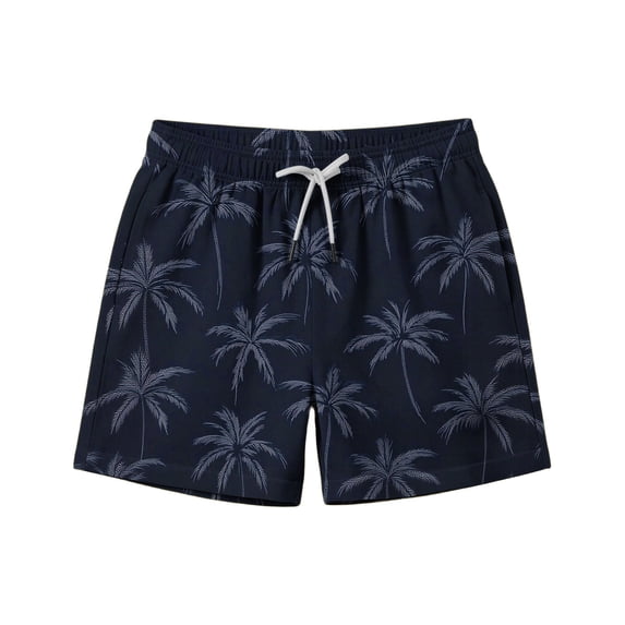 Hrsba Boys Swimming Trunks Print With Pockets Drawstring Elastic Waist Summer Outdoor Wear Beach Shorts For Boys