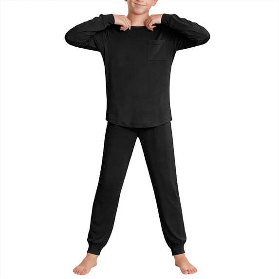 Hrsba Boys and Girls Cotton Outfit set Kids Print Long Sleeve Crew Neck Top and Long Pants Homewear Set