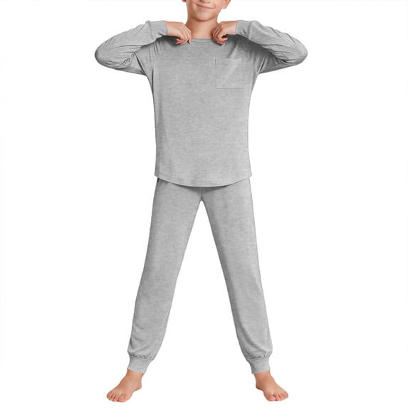 Hrsba Boys and Girls Cotton Outfit set Kids Print Long Sleeve Crew Neck Top and Long Pants Homewear Set