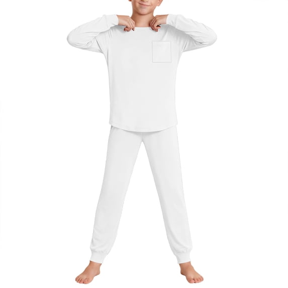 Hrsba Boys and Girls Cotton Outfit set Kids Print Long Sleeve Crew Neck Top and Long Pants Homewear Set