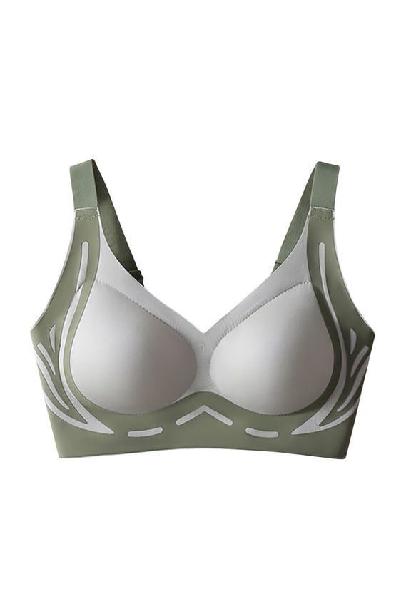 Seamless Bras for Women Contrast Color Foam Padded Fixed Cups Supportive Comfortable Breathable Everyday Bra