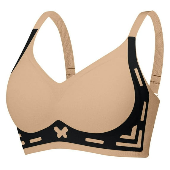 Hrsba Seamless Bras for Women Contrast Color Supportive Wireless Side Control Bra