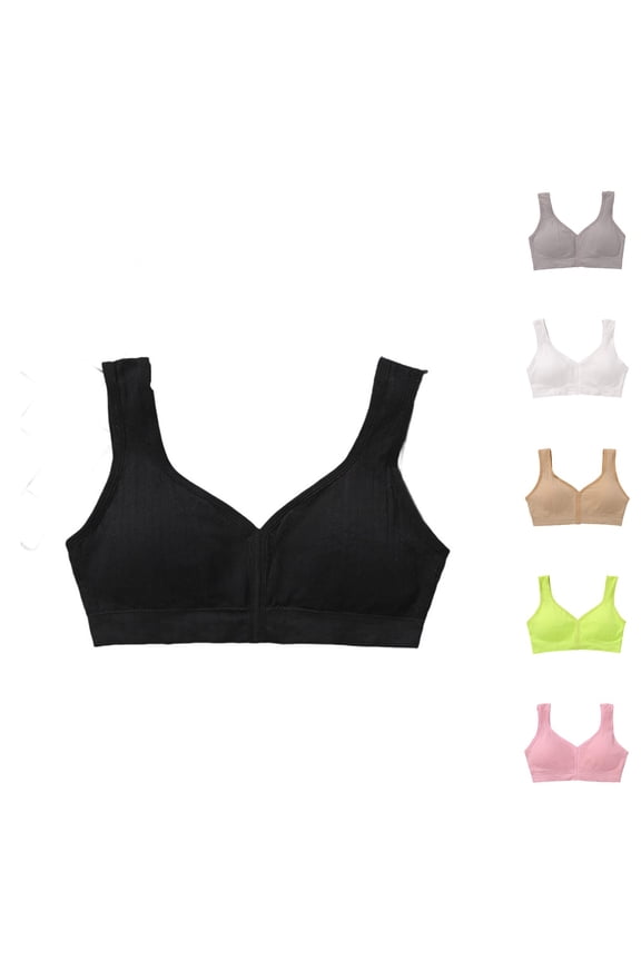 Wireless Bras for Women Plus Size Wide Straps Racerback Side Control Breathable Sports Bra