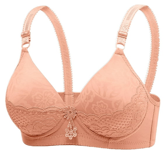 Hrsba Bras For Women No Underwire, Womens Wireless Bra Cup Print Back Closure Three Hooks Thin Breathable Comfortable Bra