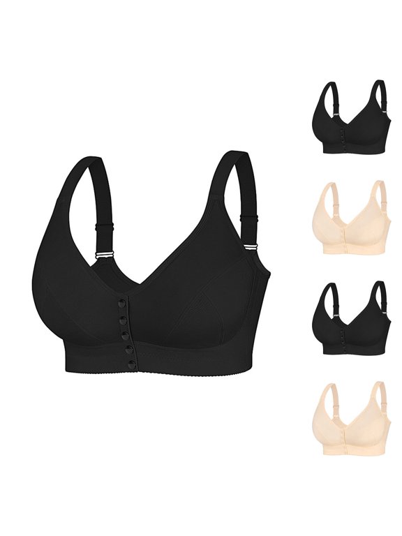 Womens Wireless Bra EU Size C F Plus Size Print Front Closure Adjustable Straps Everyday Comfortable Bra