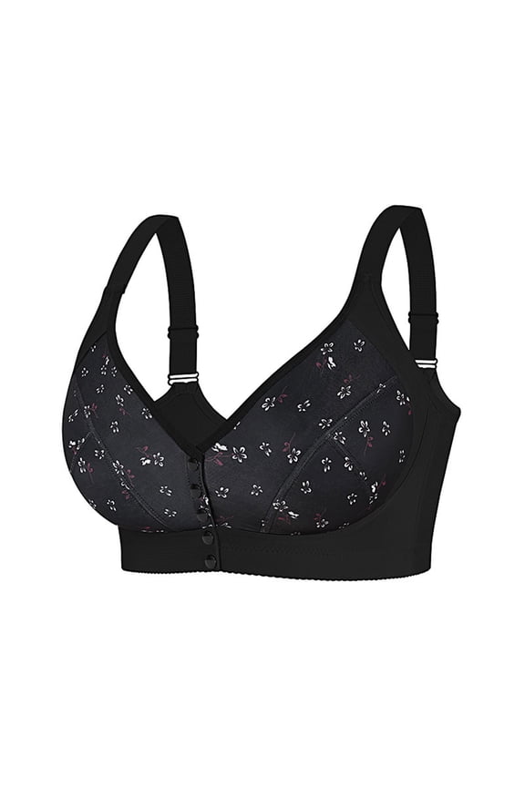 Womens Wireless Bra EU Size C F Plus Size Print Front Closure Adjustable Straps Everyday Comfortable Bra