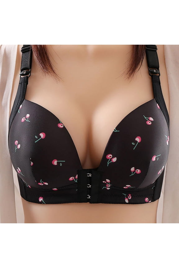 Womens Wireless Bra Front Closure Thin Side Control Breathable Wicking Racerback Bra