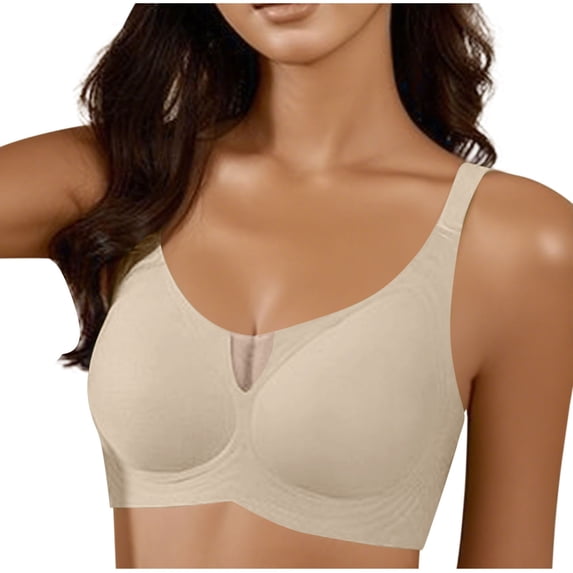 Hrsba Seamless Bras for Women Wireless Bras for Women Wirefree Bras Solid Color Backless Racerback Pull On Lightly Lined Medium Support No Underwire