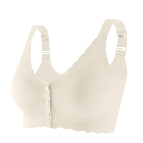 Hrsba Wireless Bras for Women Wirefree Bras Seamless Bras for Women Solid Color Front Closure Backless Racerback Pull On Lightly Lined Medium Support No Underwire