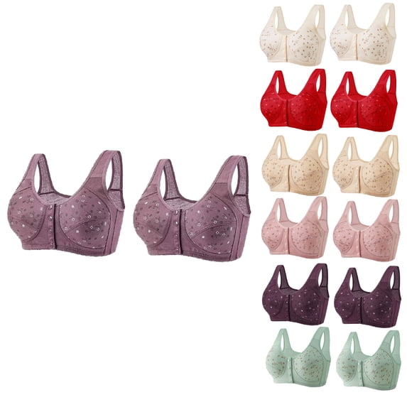 Hrsba Bras for Women,2 Pack Plus Size Wireless Breathable Daily Basic Bra