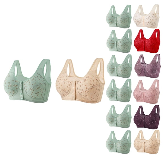 Hrsba Bras for Women,2 Pack Plus Size Wireless Breathable Daily Basic Bra