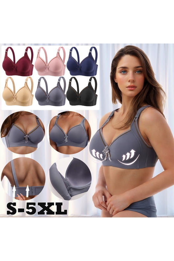 Bras for Women B C Cup Plus Size Wireless Push Up Comfortable Breathable Daily Full Figure Bra with Soft Support