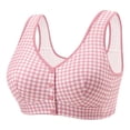 thumbnail image 1 of Hrsba Built In Bra Tank Tops for Women Plaid Front Closure Wireless Plus Size Push Up Breathable Daily Wear Bras, 1 of 6