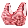 thumbnail image 1 of Hrsba Built In Bra Tank Tops for Women Plaid Front Closure Wireless Plus Size Push Up Breathable Daily Wear Bras, 1 of 4