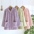thumbnail image 1 of Hrsba Button Bed Jacket for Women Solid Tone Fleece Lined Thick Long Sleeve Sleep Tops, 1 of 7
