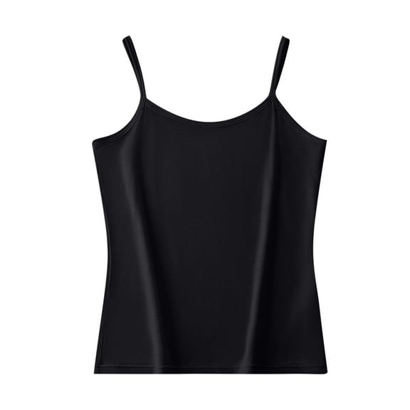 Hrsba Camisole Tops for Women,Fashion Solid Color with Built In Bra Pad No Underwire Integrated Cup Sleeveless Top for Home Daily Wear Outer Match