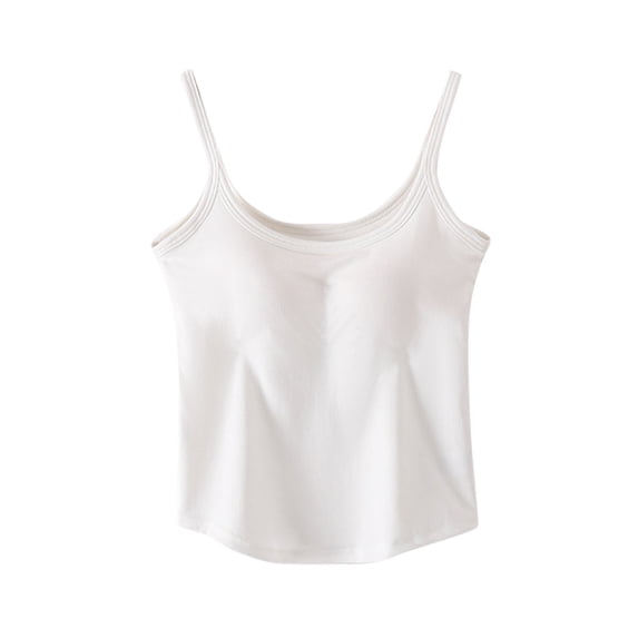 Hrsba Camisole Tops for Women,Solid Color Adjustable Strap Camisole with Built In Bra Breathable for Sleep and Daily Layering