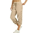 thumbnail image 1 of Hrsba Capris with Pockets for Women, Travel Pants Women Athletic Pants for Women Loose with Pockets 7/8 Length Outdoor Hiking Workout Trousers, 1 of 4