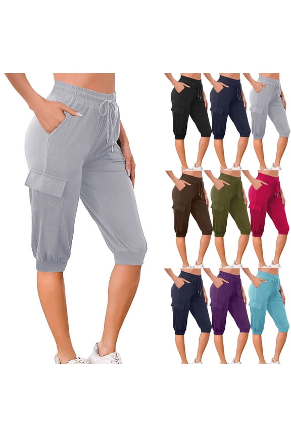 Cargo Shorts for Women Summer 5 Inch Length Tapered Leg Drawstring with Pockets Casual Sports Daily Bottoms