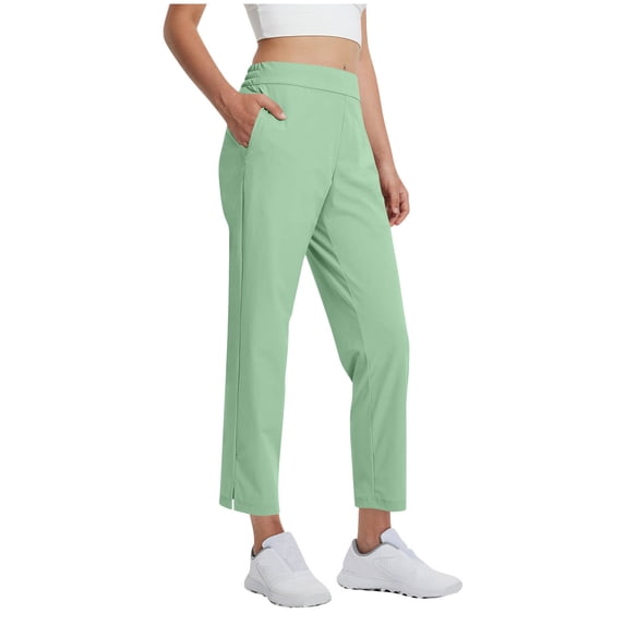 Hrsba Straight Leg Workout Pants,Athletic Pants for Women Solid Color Full Length Sports Pants with Pockets Elastic Waist Comfortable Casual Trousers