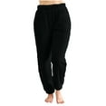 thumbnail image 1 of Hrsba Casual Womens Pants,Stretch Pants for Women Solid Color Elastic Waist Fleece Lined Full Length Pants with Pockets Soft Home Wear Trousers Matching Top,Size S, 1 of 5