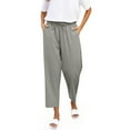 thumbnail image 1 of Hrsba Casual Womens Pants,Stretch Pants for Women Solid Color Elastic Waist Pants with Drawstring Linen Like Fabric Pockets Detail Straight Leg Comfortable Daily Wear,Size M, 1 of 5
