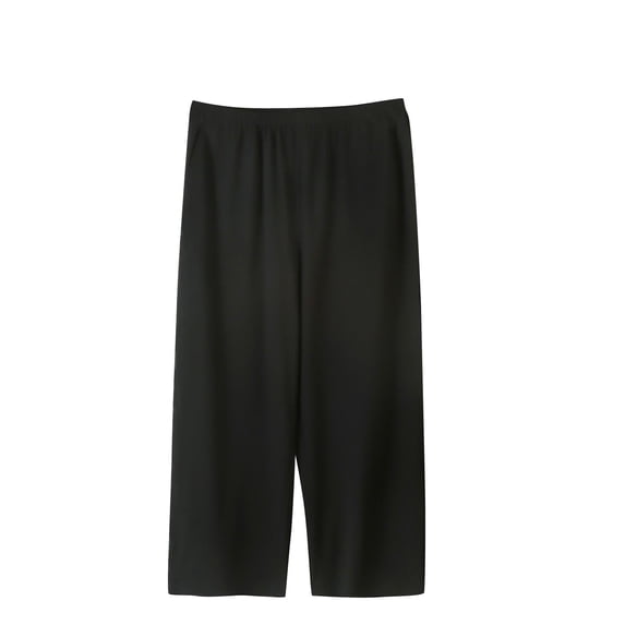 Hrsba Straight Leg Workout Pants,Women Short Pants Solid Color Athletic Pants with Pockets Stretch Fabric Versatile Home Wear Casual 7/8 Length Trousers