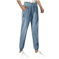 thumbnail image 1 of Hrsba Casual Womens Pants,Womens Pants Casual Letter Print Pants with Pockets Drawstring Tie Detail Elastic Waist Zipper Straight Leg Loose Daily Wear,Size S, 1 of 5