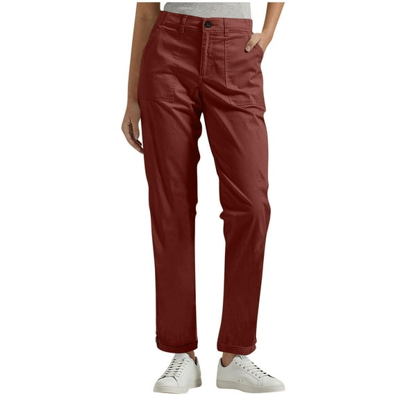 Hrsba Casual Womens Pants,Womens Work Pants Solid Color Cargo Pants with Pockets Elastic Waist Comfortable Casual Full Length Trousers,Size XXXXXL