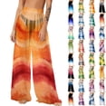 thumbnail image 1 of Hrsba Chiffon Long Pants For Women Light Bohemian Print Wide Leg Loose Fit Pants, 1 of 7