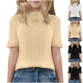 thumbnail image 1 of Hrsba Children T Shirt Solid Color Short Sleeve Ruffled Crew Neck Summer Casual Gentle Feel Light Feel for 6 15 Years Girls, 1 of 4