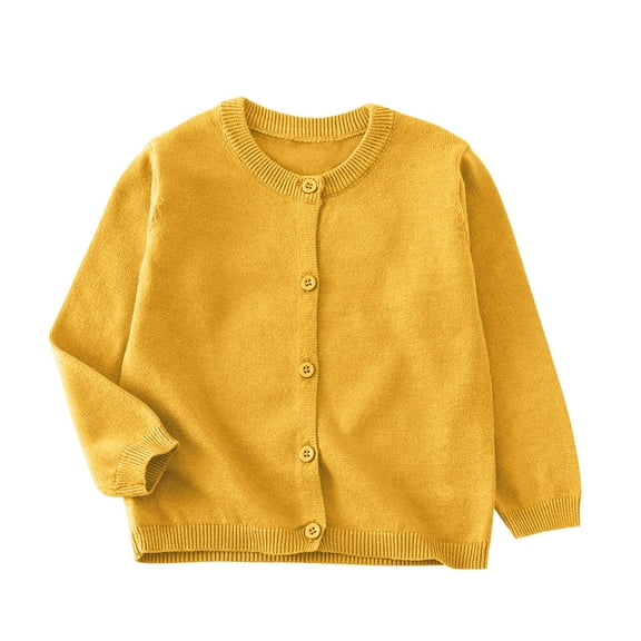 Hrsba Children Warm Winter Wear Girls Boys Sweatshirt Kids Round Neck Shirt Solid Color Knit Cardigan Sweater for Kids 2-10 Years