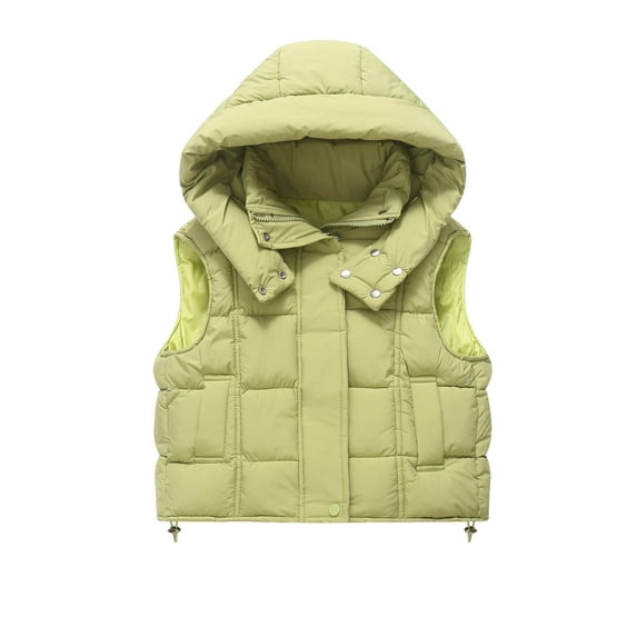 Hrsba Kids Unisex Jacket Solid Color Sleeveless Warm Inner Wear Outerwear for Boys and Girls Age 5-13 Years Fall and Winter