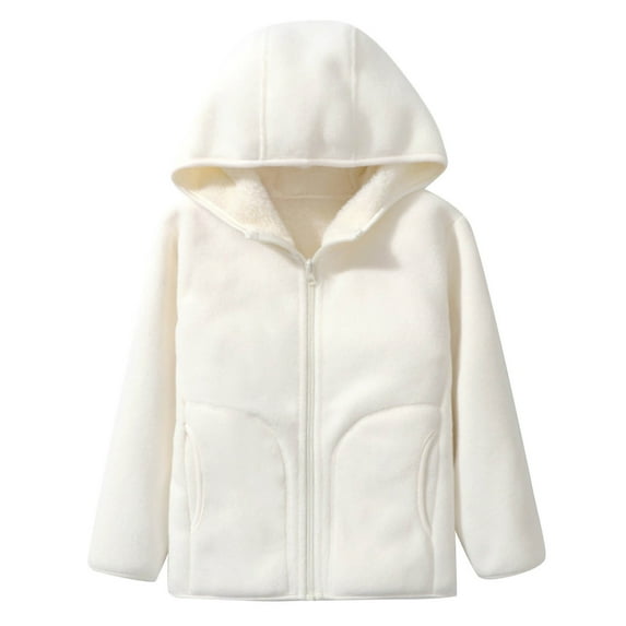 Hrsba Children's Winter Thickened Hooded Warm Coat Kids Medium To Long Woolen Jacket Boys Girls Coat Long Sleeve Hooded Jacket