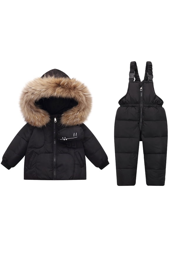 Girls Snow Jacket Fall and Winter Kids Unisex Hooded Fleece Lined Thickened Print Outdoor Ski Coats for Boys and Girls