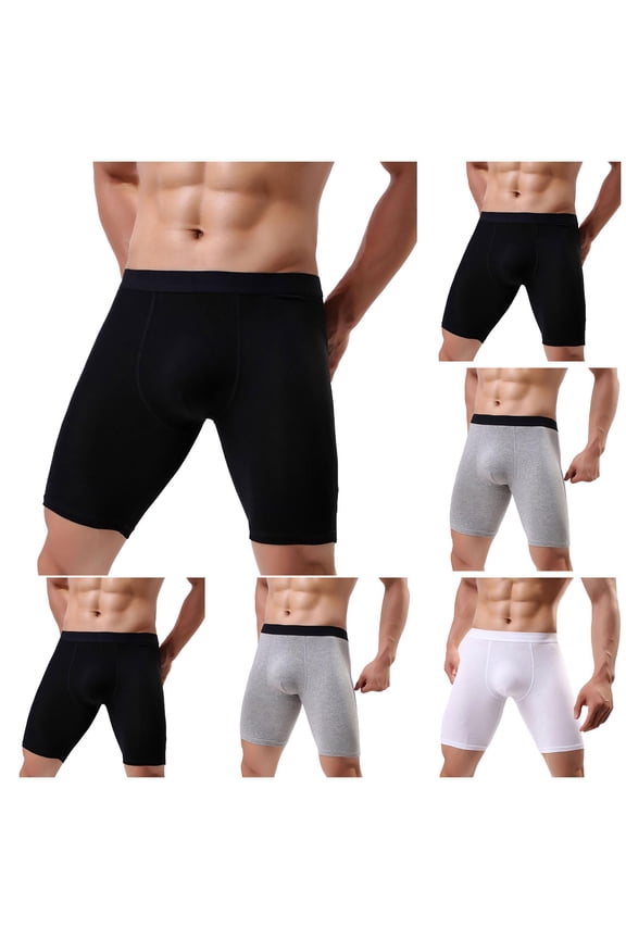 Cotton Underwear Men Full Cotton Extended Length Low Waist Elastic Breathable Comfortable Boxer Briefs