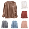 thumbnail image 1 of Hrsba Crew Neck Bed Jacket for Women Solid Color Thick Warm Long Sleeve Pj Tops, 1 of 5