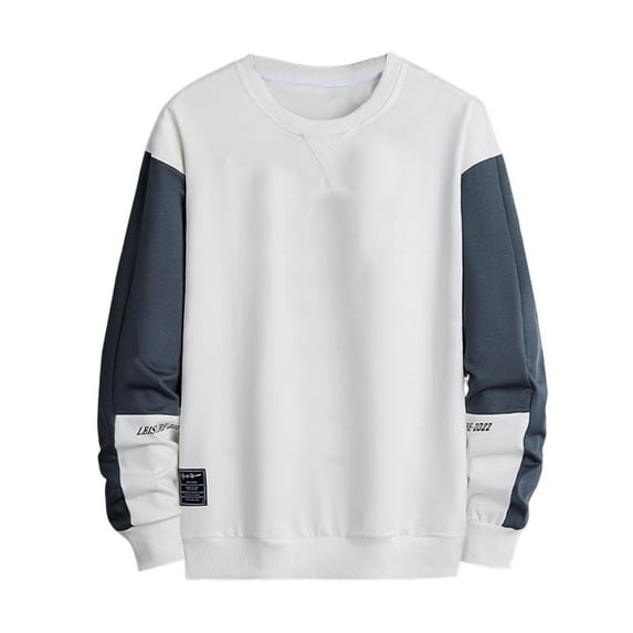 Hrsba Crew Neck Sweatshirt for Men, Mens Solid Color Crewneck Sweatshirt Long Sleeve Casual Fashion Pullover Top